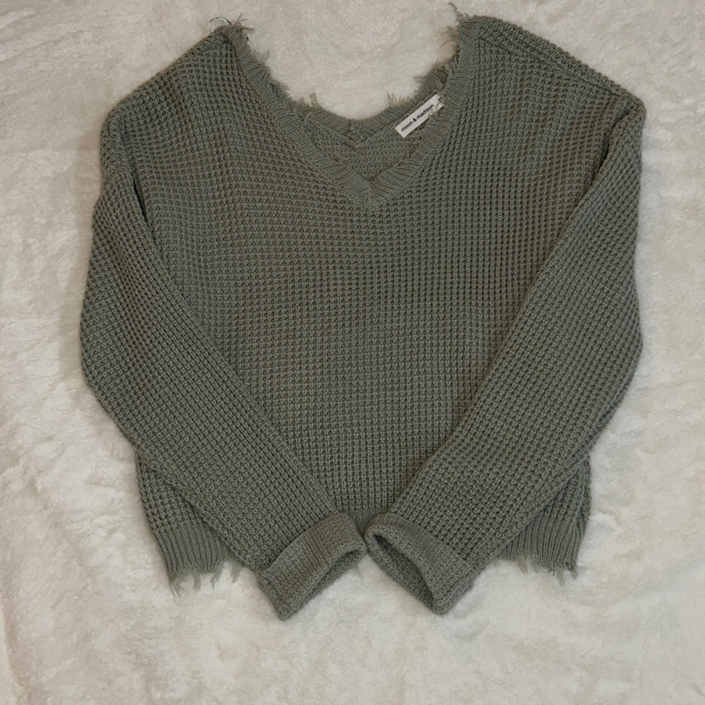 Sage Green Cropped Sweater